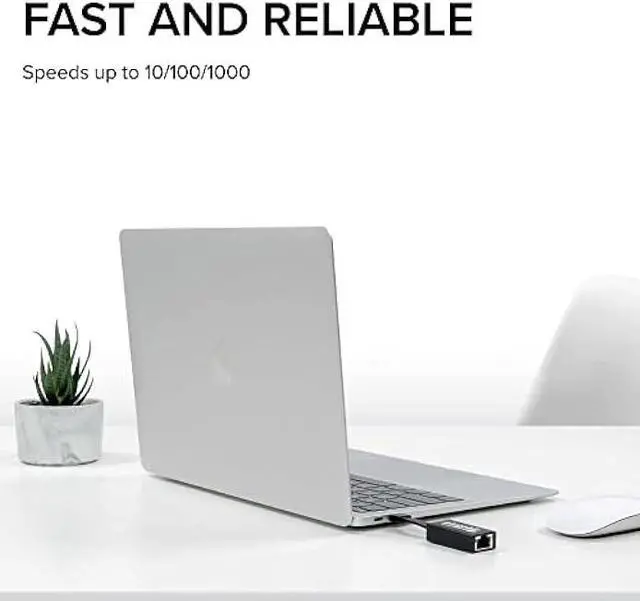 Alt view image 3 of 6 - Plugable USB C to Ethernet Adapter, Driverless Fast and Reliable Gigabit Speed, Thunderbolt 3 to Ethernet Adapter Compatible with MacBook Pro, Windows, macOS, and ChromeOS