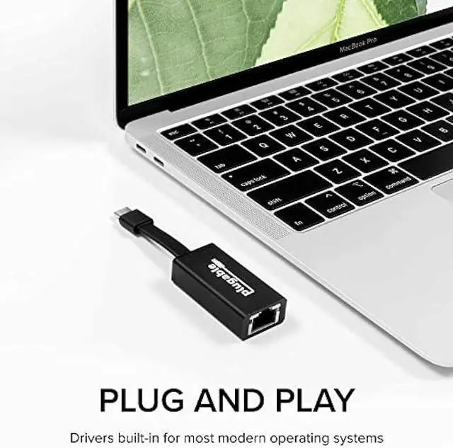 Alt view image 4 of 6 - Plugable USB C to Ethernet Adapter, Driverless Fast and Reliable Gigabit Speed, Thunderbolt 3 to Ethernet Adapter Compatible with MacBook Pro, Windows, macOS, and ChromeOS
