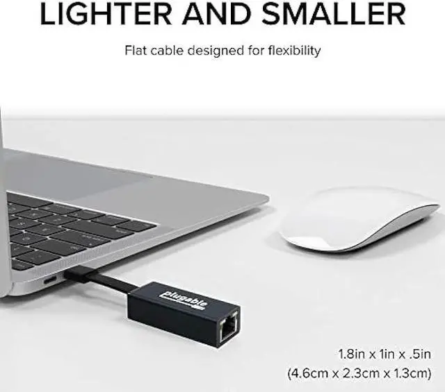 Alt view image 6 of 6 - Plugable USB C to Ethernet Adapter, Driverless Fast and Reliable Gigabit Speed, Thunderbolt 3 to Ethernet Adapter Compatible with MacBook Pro, Windows, macOS, and ChromeOS