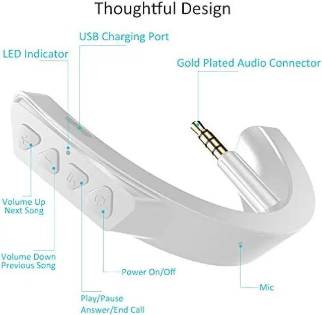 Alt view image 3 of 5 - Upgraded aptX Wireless Bluetooth Adapter for Bose QuietComfort QC 25 with Mic/Volume Control, White