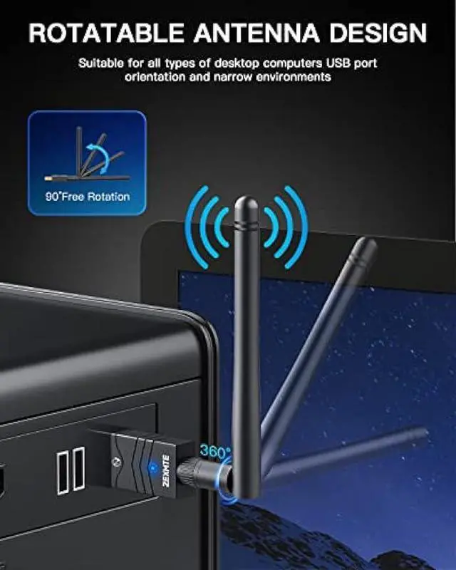 Alt view image 4 of 7 - ZEXMTE Long Range USB Bluetooth Adapter for PC 5.1 USB Bluetooth Dongle with High Gain Antenna,Class 1 Wireless Bluetooth Receiver 328FT / 100M,Bluetooth Adapter for PC Windows 11/10/8/7