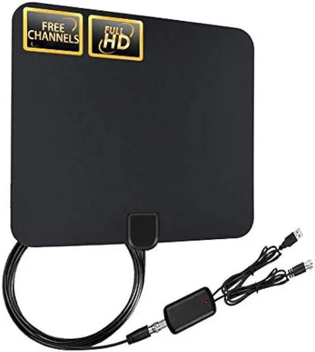 Alt view image 2 of 7 - TV Antenna, Amplified Digital HDTV Antenna, with Free 4K 1080P HD VHF UHF Local Channels, 80 Miles Range with Signal Amplifier, 17ft Coax Cable
