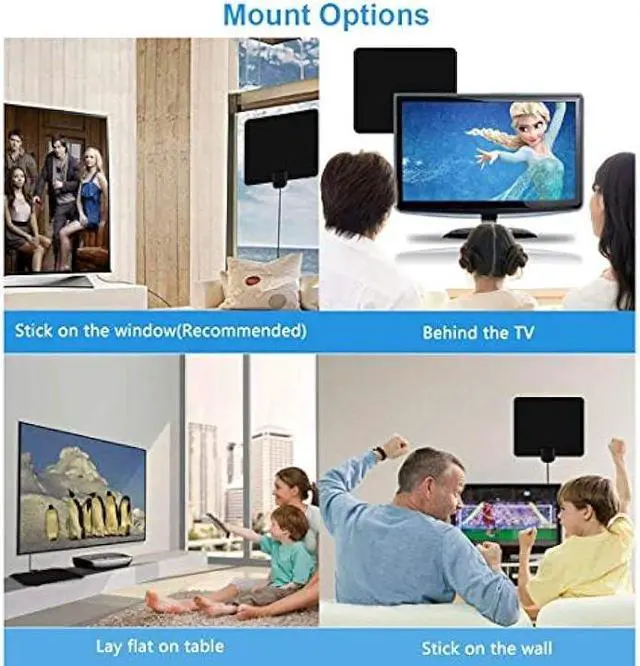 Alt view image 7 of 7 - TV Antenna, Amplified Digital HDTV Antenna, with Free 4K 1080P HD VHF UHF Local Channels, 80 Miles Range with Signal Amplifier, 17ft Coax Cable