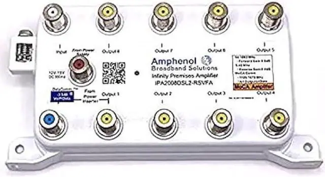 Main image of TV Antenna Amplifier Signal Booster | Amphenol MOCA Coax Amplifier IPA1008DSL-RSVFA |