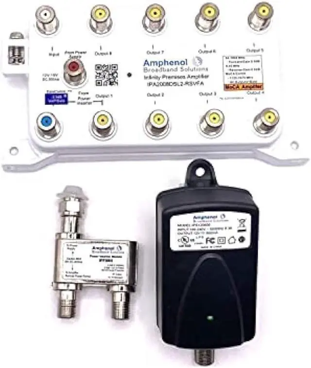 Alt view image 2 of 7 - TV Antenna Amplifier Signal Booster | Amphenol MOCA Coax Amplifier IPA1008DSL-RSVFA |