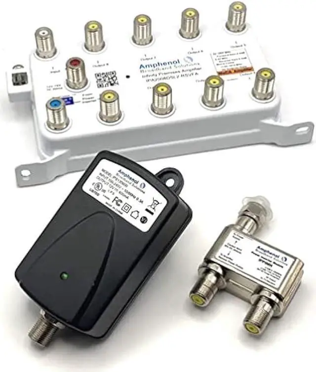 Alt view image 4 of 7 - TV Antenna Amplifier Signal Booster | Amphenol MOCA Coax Amplifier IPA1008DSL-RSVFA |
