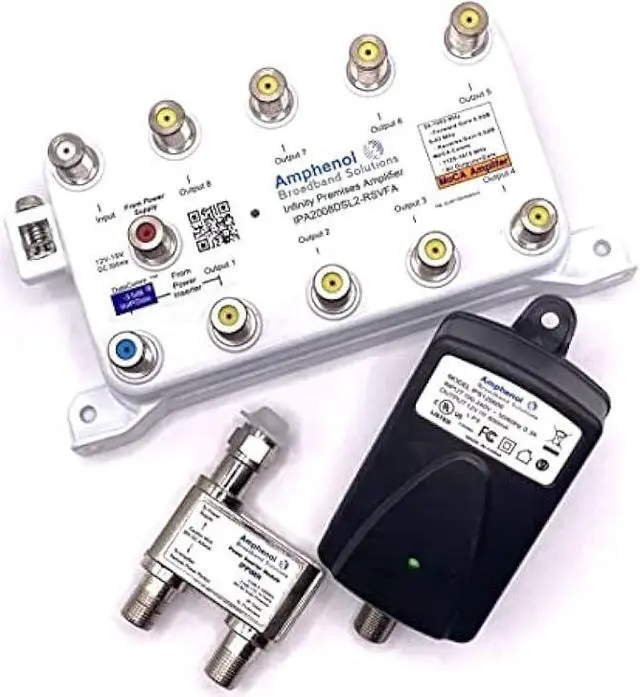 Alt view image 7 of 7 - TV Antenna Amplifier Signal Booster | Amphenol MOCA Coax Amplifier IPA1008DSL-RSVFA |