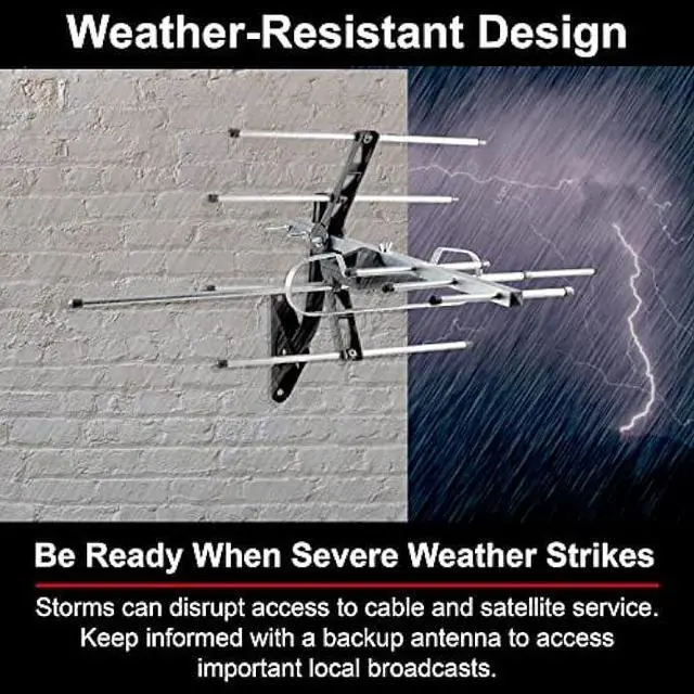 Alt view image 4 of 5 - UltraPro Outdoor HD Digital, Long Range Smart TV Antenna, Supports 4K 1080P HD VHF UHF, J Mount Included for Attic or Outdoor, Weather Resistant, 65000