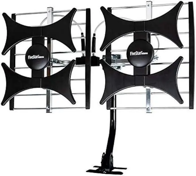 Main image of Five Star Multi-Directional 4V HDTV Amplified Antenna - up to 200 Mile Range, UHF/VHF, Indoor, Attic, Outdoor, 4K Ready 1080P FM w/ 40ft RG6 coaxial Cable, Mounting Pole
