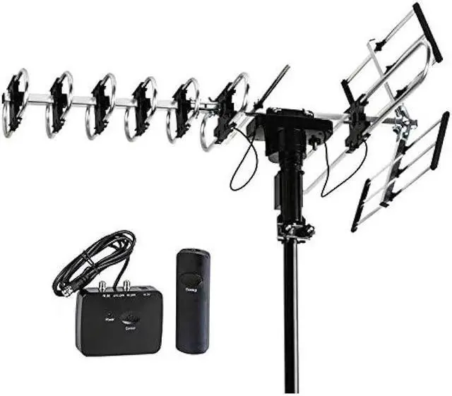 Main image of Five Star Outdoor Antenna HD TV 200 Miles Range with Motorized 360° Rotation, UHF/VHF/FM Radio with Infrared Remote Control