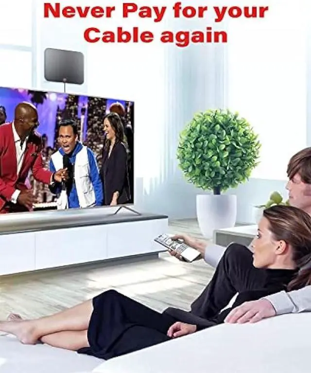 Alt view image 5 of 6 - 2023 Gesobyte Amplified HD Digital TV Antenna Long 250+ Miles Range - Support 4K 8K 1080p Fire tv Stick and All Older TV's - Indoor Smart Switch Signal Booster - 18ft HDTV Cable/AC Adapter