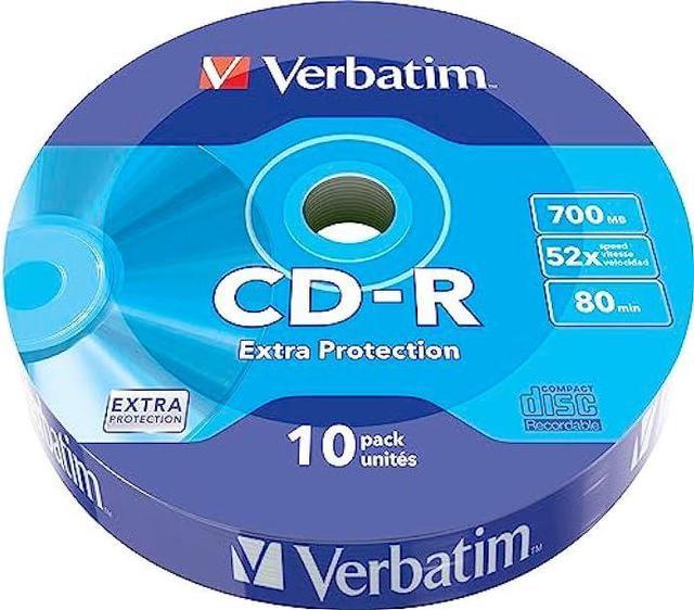 Verbatim CD-R 700MB 80 Minute 52X Recordable Blank Disc 10 Pack