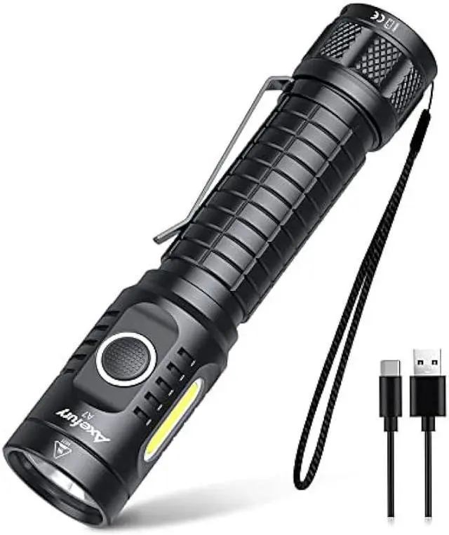 Main image of axefury Flashlight, Rechargeable Magnetic LED Flashlight High Powered 1300 Lumens,Tactical LED Light Torch COB Work Light,9 Modes,IP67 Outdoor Gear A7