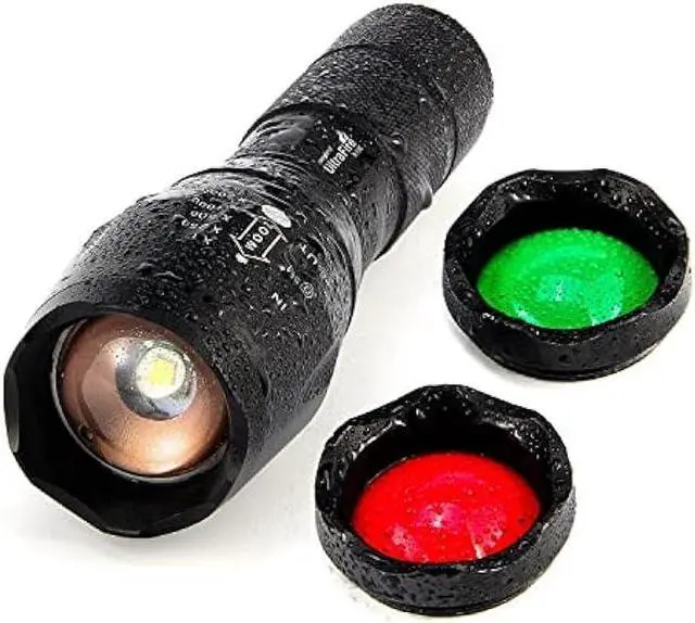 Main image of ULTRAFIRE A100 Tactical LED 18650 Flashlight,800 Lumen Hunting Handheld Flashlight Focusable 3 Colors Exchange Glass Lens (Generate RED or Green Light)