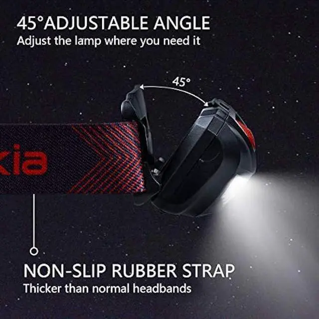 Alt view image 4 of 6 - Vekkia Ultra Bright LED Headlamp-5 Lighting Modes,White & Red LEDs Head Lamp, Camping Accessories Gear. IPX6 Waterproof Headlight for Running,Cycling,Fishing,Hiking,Repairing. Batteries Included