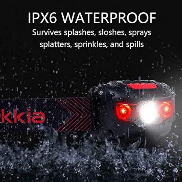 Alt view image 3 of 6 - Vekkia Ultra Bright LED Headlamp-5 Lighting Modes,White & Red LEDs Head Lamp, Camping Accessories Gear. IPX6 Waterproof Headlight for Running,Cycling,Fishing,Hiking,Repairing. Batteries Included