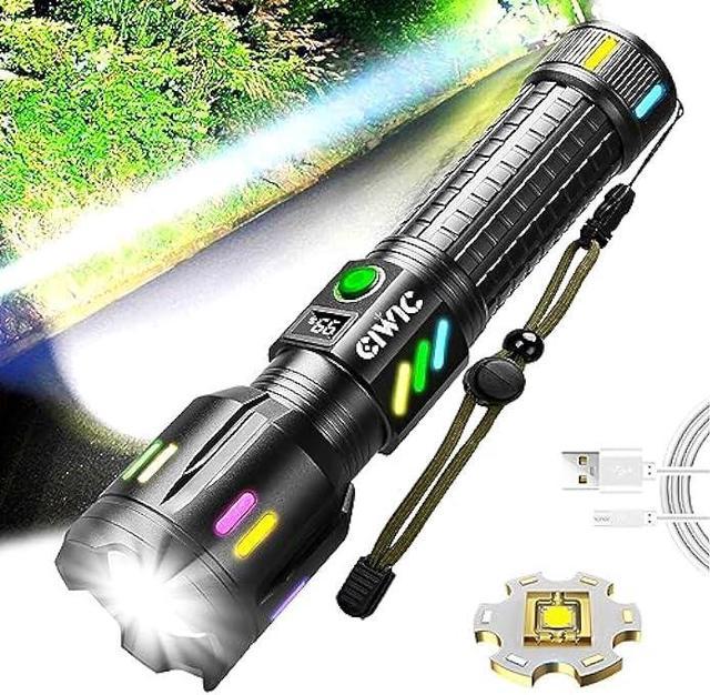 Zoom Strong Light Flashlight Rechargeable Non-Slip Led Flashlight