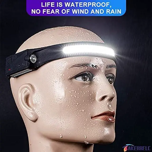 Alt view image 2 of 6 - akerrelc 2 Rechargeable Headlamps, 1200 Lumens Max(in Strobe Mode), Up to 12 Hours Runtime, 10 Clips and 2 Cases, Waterproof Camping Gear for Hiking, Fishing, Cycling(Black)