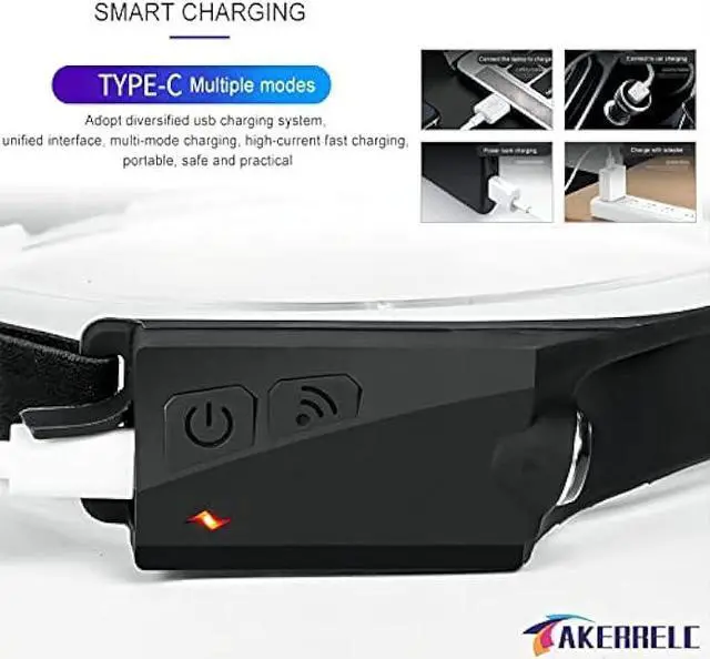 Alt view image 4 of 6 - akerrelc 2 Rechargeable Headlamps, 1200 Lumens Max(in Strobe Mode), Up to 12 Hours Runtime, 10 Clips and 2 Cases, Waterproof Camping Gear for Hiking, Fishing, Cycling(Black)