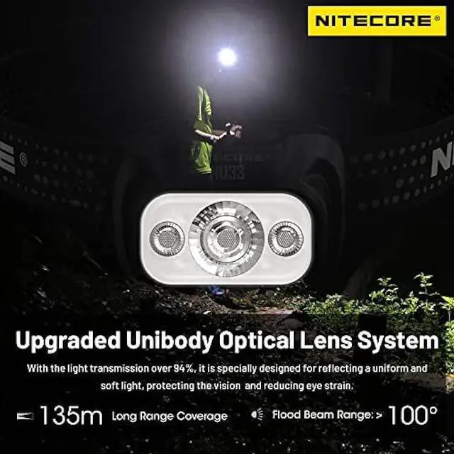 Alt view image 2 of 6 - Nitecore NU33 700 Lumen Aluminum Headlamp Triple Light Sources USB-C Rechargeable Headlight Tag
