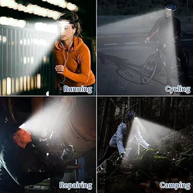 Alt view image 6 of 6 - Headlamp Rechargeable, Super Bright LED Headlamp, 230° COB Wide Beam Headlight Flashlight with All Perspectives Induction, 5Mode Waterproof Headlamps Pro for Outdoor Hiking Running Camping Accessories