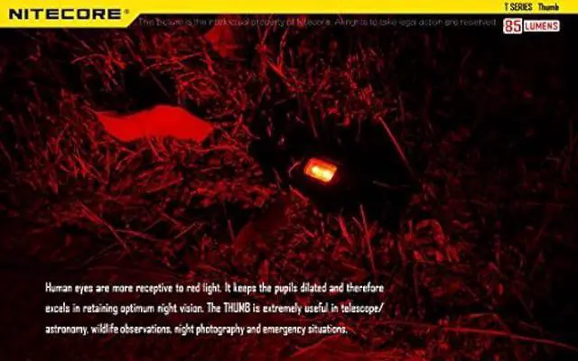 Alt view image 5 of 6 - Nitecore Thumb 85 Lumens USB Rechargeable White & Red LED Keychain Light - Tiltable Work Light with Clip and a LumenTac USB Charging Cable