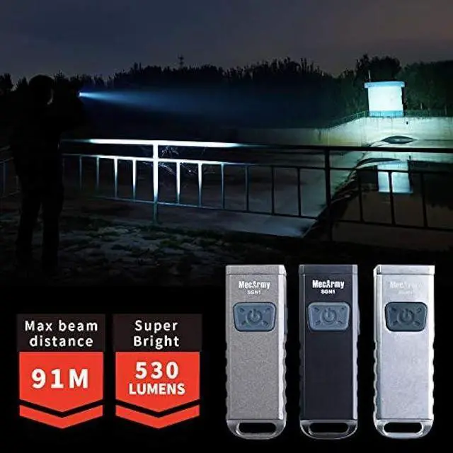 Alt view image 5 of 7 - MecArmy SGN1 Mini USB Rechargeable Keychain EDC Flahlight, CREE XP-G2 S5 LED with 530 Lumens, Four Lighting Modes Plus One Strobe Zinc Alloy EDC Keychain Light for Everyday Carry (Gray)