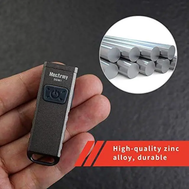 Alt view image 7 of 7 - MecArmy SGN1 Mini USB Rechargeable Keychain EDC Flahlight, CREE XP-G2 S5 LED with 530 Lumens, Four Lighting Modes Plus One Strobe Zinc Alloy EDC Keychain Light for Everyday Carry (Gray)