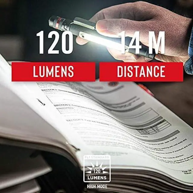 Alt view image 6 of 6 - Coast® G23 120 Lumen Alkaline Dual Power Magnetic LED Penlight with C.O.B. Area Light