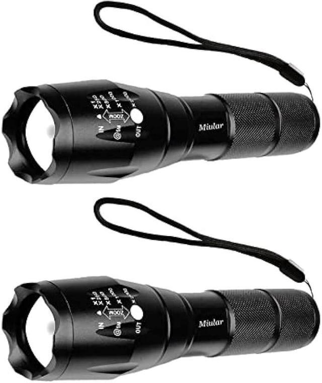 VTIOD 2-Pack Rechargeable LED Flashlights High Lumens, Powerful Tactical Flashlights with 4 Lighting Modes, Batteries,Waterproof Ipx5 for Camping