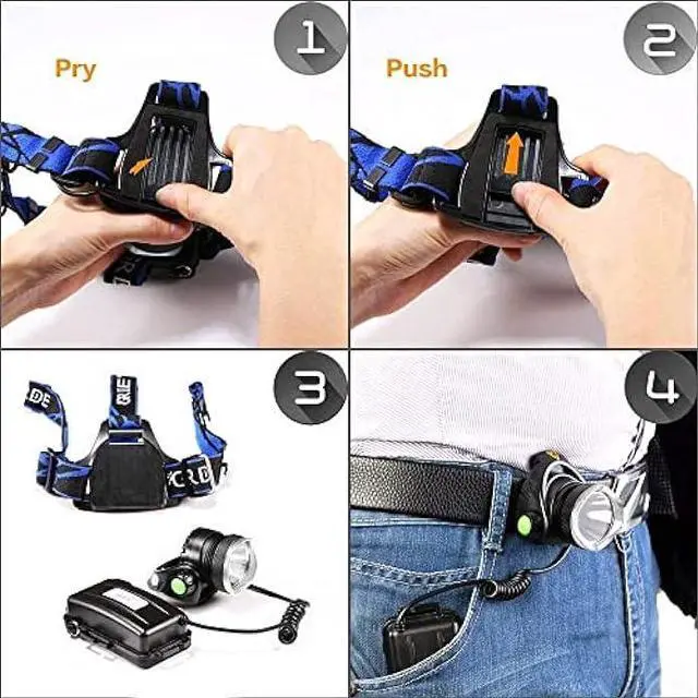 Alt view image 4 of 6 - OEUUDD Headlamp, Upgrade 8000 High Lumens Ultra Bright Headlamp, 3 Modes Micro-USB Rechargeable LED Work Headlight Waterproof Flashlights Headlamps for Adults Running Camping Fishing Hiking Biking