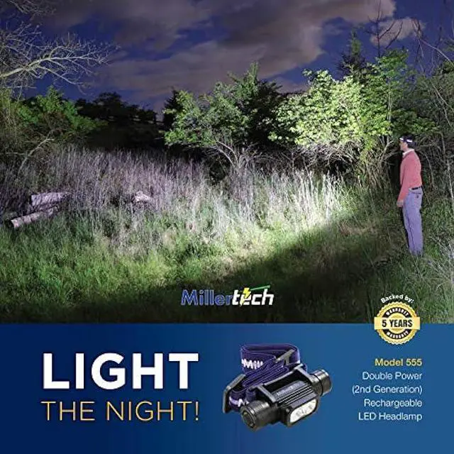 Alt view image 6 of 7 - Millertech #555 - Double Power Rechargeable CREE LED Headlamp 1800 Lumens - with USB-C Charging Cable