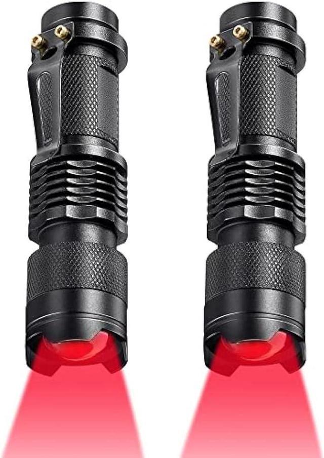 Honoson Red Flashlight LED Red One Mode Light Single Mode Red LED Torch  Scalable Red Light Flashlight for Astronomy Aviation Night Observation (2  Pieces) 