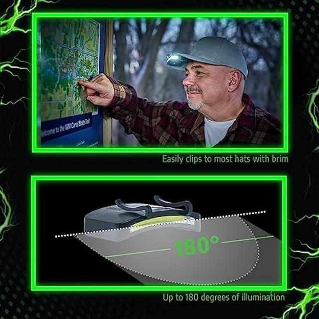 Alt view image 3 of 5 - LitezAll Clip-On Cap Light | LED Clip On Light and Night Light 300 Lumens | Baseball Cap Light and Hard Hat Light Perfect for Running, Camping, and Fishing, 2 Pack, Batteries Included