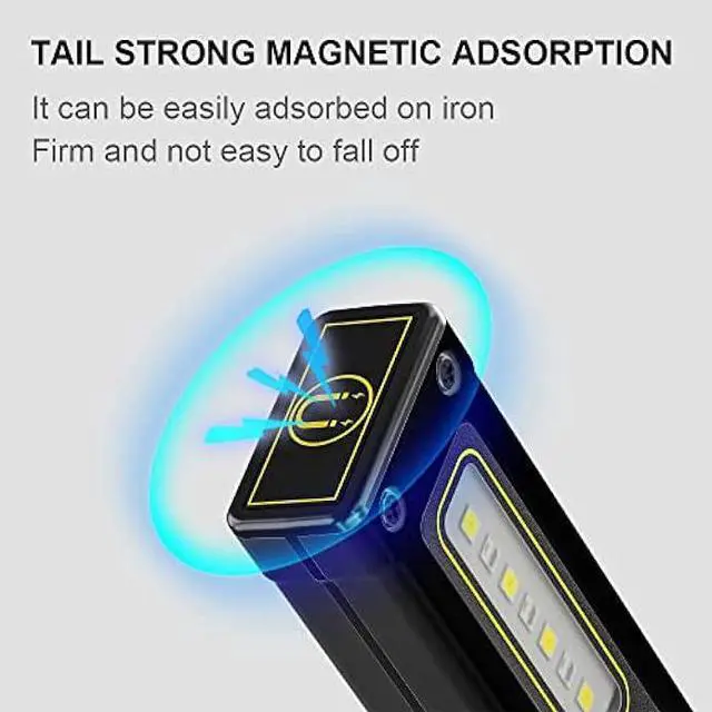 Alt view image 4 of 6 - PINSAI 2 Pack Portable Rechargeable LED Work Light,Mini Magnetic flashlights for Mechanics with COB Sidelight,Small Multi-use Waterproof Super Bright Car Repair Emergency Trouble Light