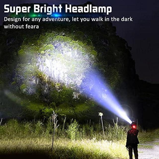 Alt view image 2 of 6 - Aikertec Headlamp Rechargeable, Super Bright Headlamp for Adults with Motion Sensors, 7 Modes, Zoomable, IP68 Waterproof Head Flashlightfor Camping Hunting Fishing (Batteries Included)