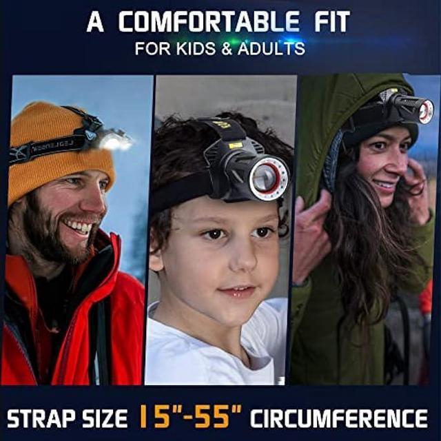 Alt view image 6 of 6 - Aikertec Headlamp Rechargeable, Super Bright Headlamp for Adults with Motion Sensors, 7 Modes, Zoomable, IP68 Waterproof Head Flashlightfor Camping Hunting Fishing (Batteries Included)