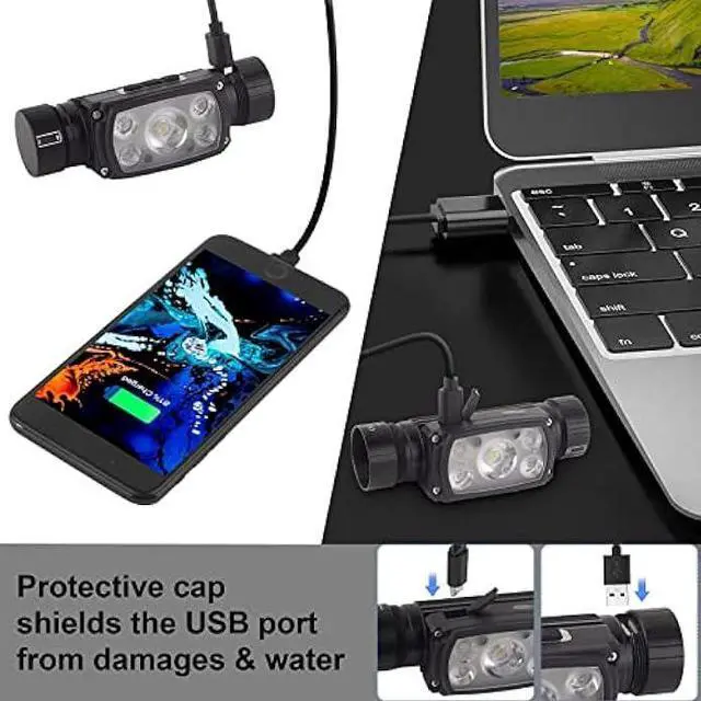 Alt view image 3 of 6 - Northlet Rechargeable LED Headlamp,90000 Lumen Super Bright Motion Sensor Head Lamp,160°Adjustable Headband Outdoor Waterproof Head Light,18 Modes