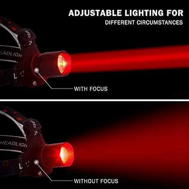 Alt view image 6 of 7 - PROFORUS Hunting Headlamp Red Light Rechargeable, 1000 Lumens Red LED Head Light Zoomable Red Light Headlamp Waterproof 3 Modes for Coon Hog Coyote Varmint Hunting, Astronomy, Stargazing