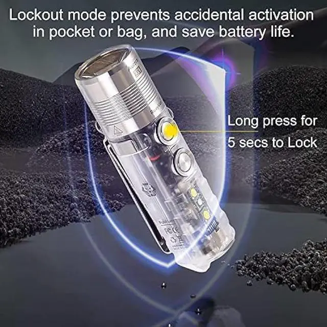 Alt view image 6 of 6 - RovyVon A28 Gen 2 1000 Lumens EDC Flashlight, 6500K Cool White LED, USB-C Rechargeable, Dual Button for Momentary On/Lock Mode, Magnetic Clip, Gift for Ourdoor Emergency(365nm/White)