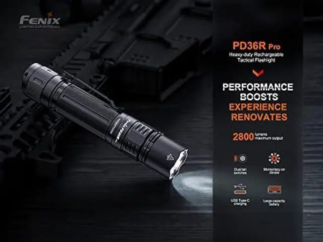 Alt view image 2 of 7 - Fenix PD36R Pro 2800 Lumen USB Rechargeable LED Tactical Flashlight with EdisonBright Charging Cable Carry case Bundle