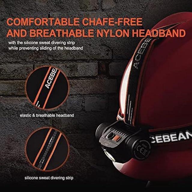 Alt view image 3 of 6 - ACEBEAM H30 Brightest Headlamp Max 4000 High Lumens White Light + Red Light + CRI 90+ Light, Head Lamp Outdoor Led Rechargeable, Best Head Lights for Camping, Hiking, Searching and Hunting