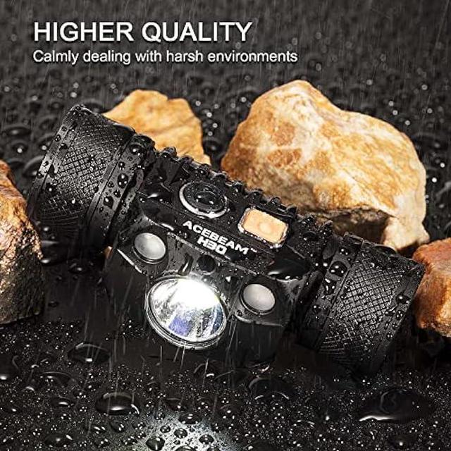 Alt view image 5 of 6 - ACEBEAM H30 Brightest Headlamp Max 4000 High Lumens White Light + Red Light + CRI 90+ Light, Head Lamp Outdoor Led Rechargeable, Best Head Lights for Camping, Hiking, Searching and Hunting