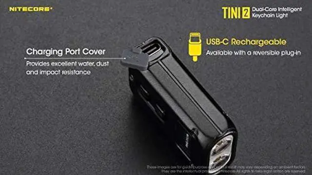Alt view image 4 of 6 - NITECORE TINI 2 Dual LED Rechargeable Keychain Light - 500 Lumen (Black)