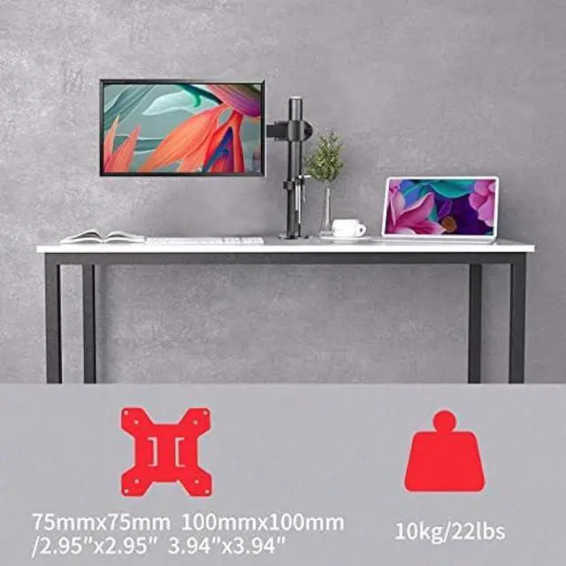 Alt view image 4 of 6 - Suptek Single LED LCD Monitor Desk Mount Heavy Duty Fully Adjustable Stand for 1 / One Screen up to 27 inch