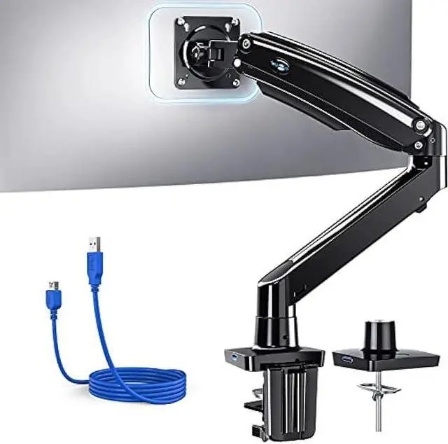 Main image of HUANUO Single Monitor Arm for 40 inch Screens, Ultrawide Computer Monitor Mount Holds 26.48 lbs, Upgraded Adjustable Stand with USB, C-Clamp & Grommet Base, VESA 75x75 or 100x100mm