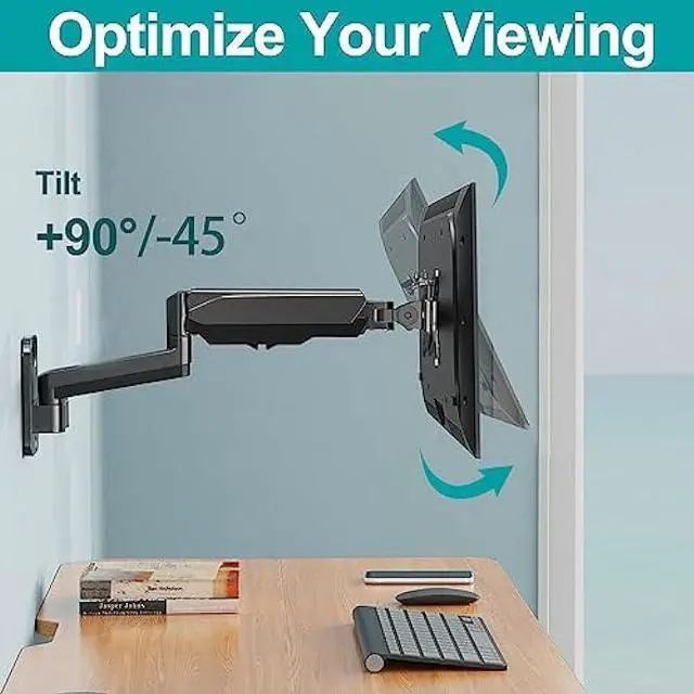 Alt view image 4 of 6 - MOUNT PRO Single Monitor Wall Mount for 13 to 32 Inch Computer Screens, Gas Spring Arm Holds Up to 17.6lbs, Full Motion Adjustable,VESA Mount 75x75, 100x100,Black
