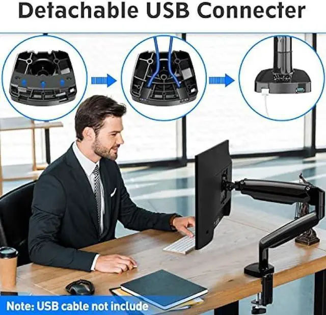 Alt view image 5 of 5 - MOUNTUP Ultrawide Monitor Arm for Max 40 Inch Screen, Heavy Duty Monitor Desk Mount Support 6.6-30.9lbs, Gas Spring Computer Monitors Stand for Desk, VESA Mount with Clamp & Grommet Base