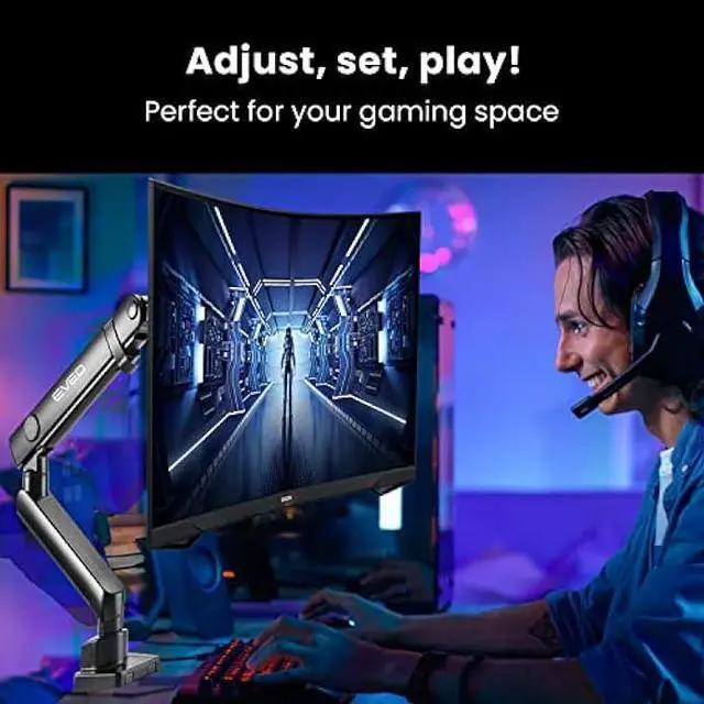 Alt view image 2 of 6 - EVEO Premium Single Monitor Mount - 17 to 32 inch Single Monitor Arm Desk Mount, Adjustable Spring Monitor Stand, VESA Monitor Mount for Computer Monitor Mount. Full Motion Swivel Monitor Arms Mount.