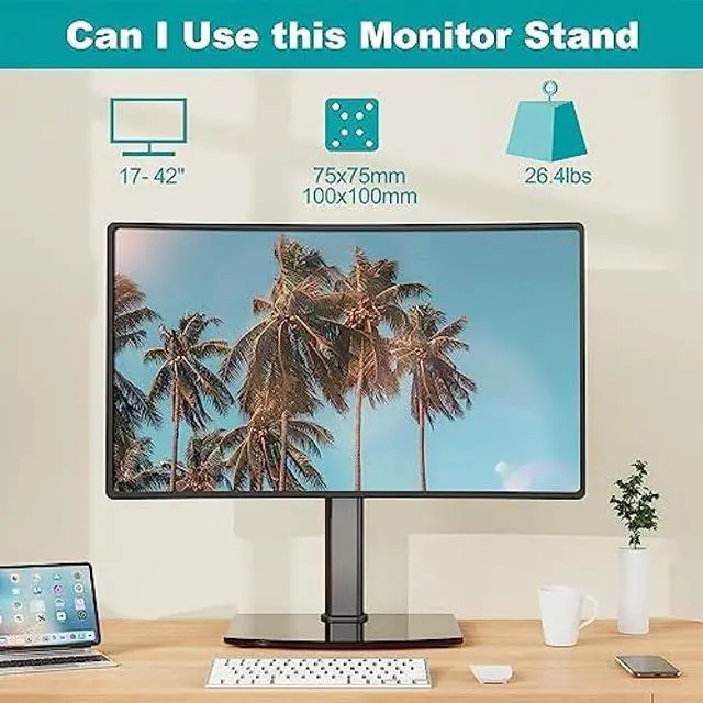 Alt view image 2 of 7 - MOUNT PRO Vertical Single Monitor Stand for Max 42 Inch/26.4lbs Ultrawide Computer Screen, Freestanding Monitor Desk Stand, Monitor Mount with Swivel, Tilt, Rotation, VESA Stand 75x75/100x100